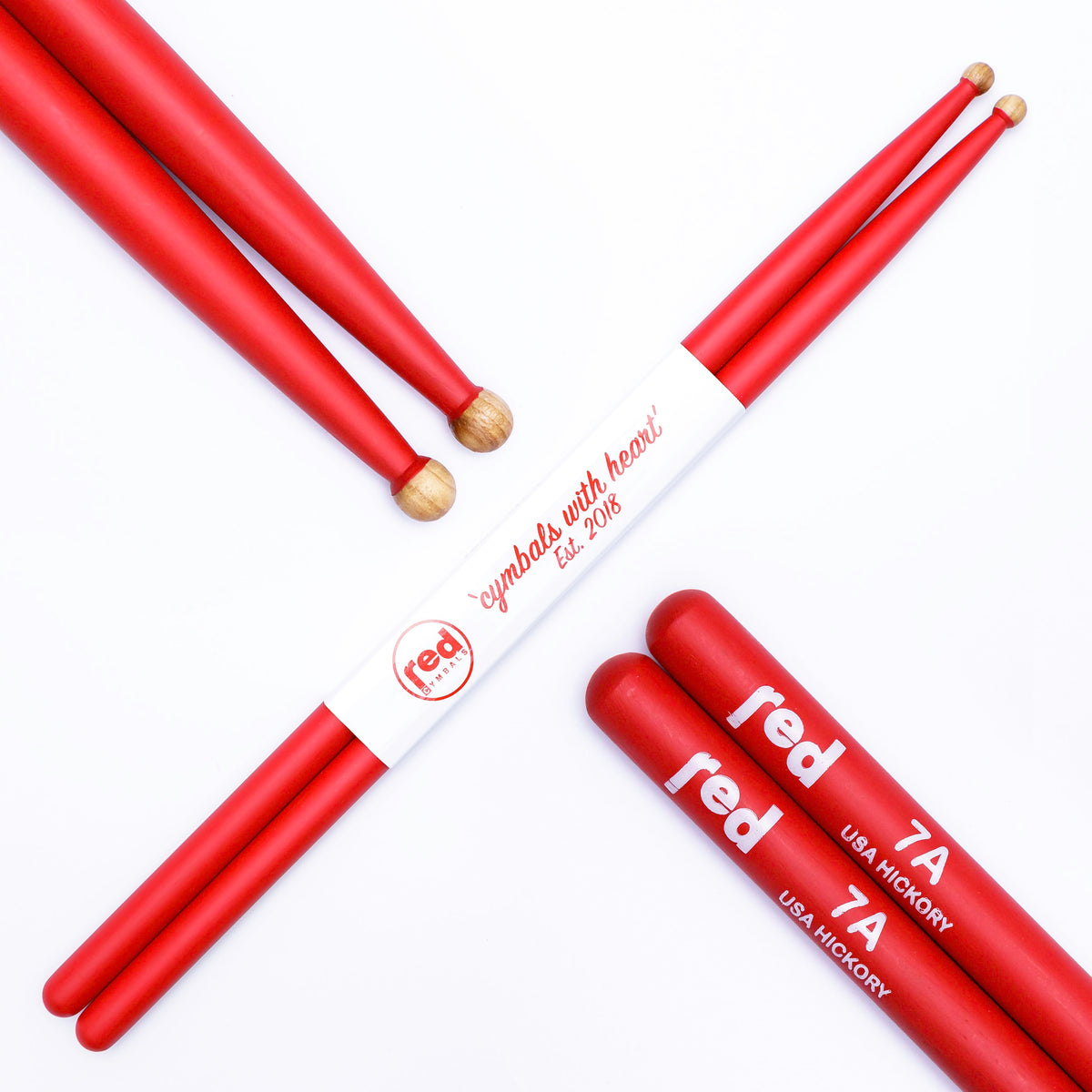 Red Cymbals Drum Sticks Red Drumsticks Colour Series multiple sizes Red Cymbals Colour Series Red & Purple Drumsticks