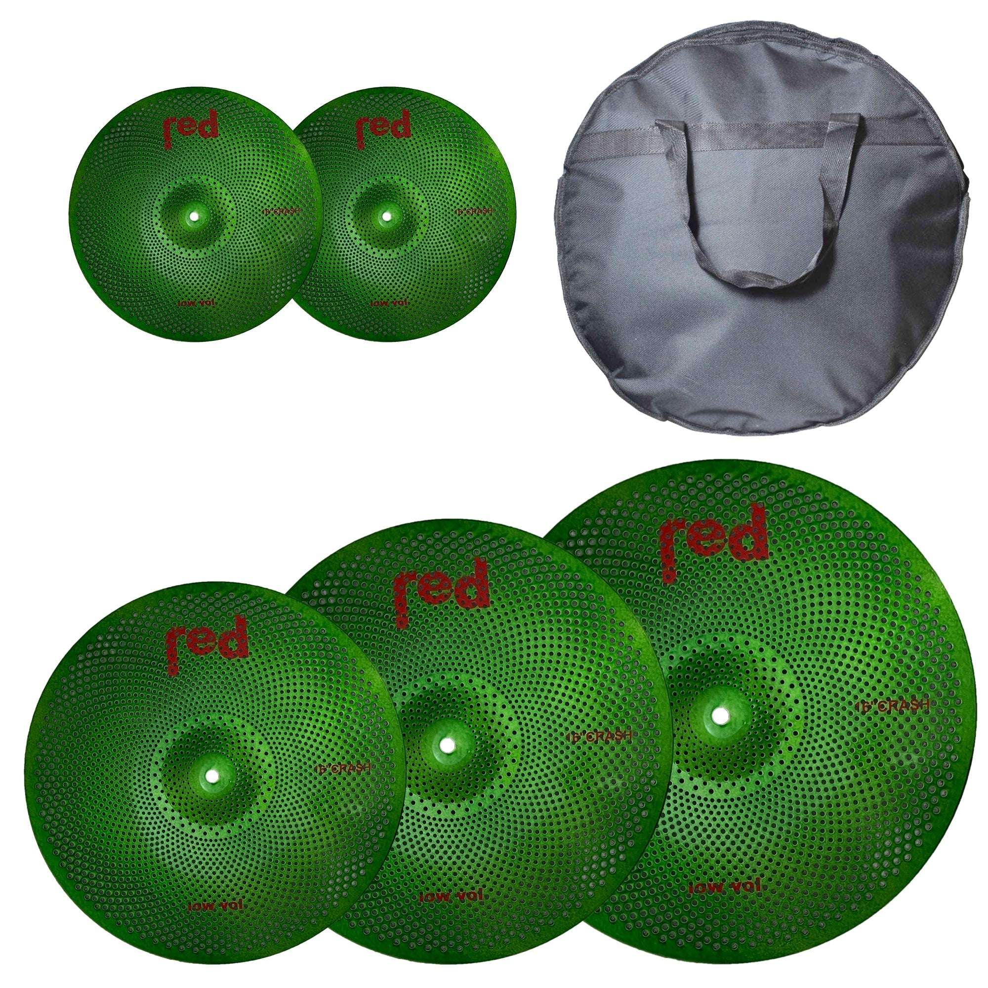 Green Low Volume 5 piece Cymbal Set with free 20