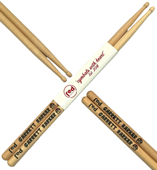 Red Drumsticks Garrett Barker Custom 5AX Acorn Tip