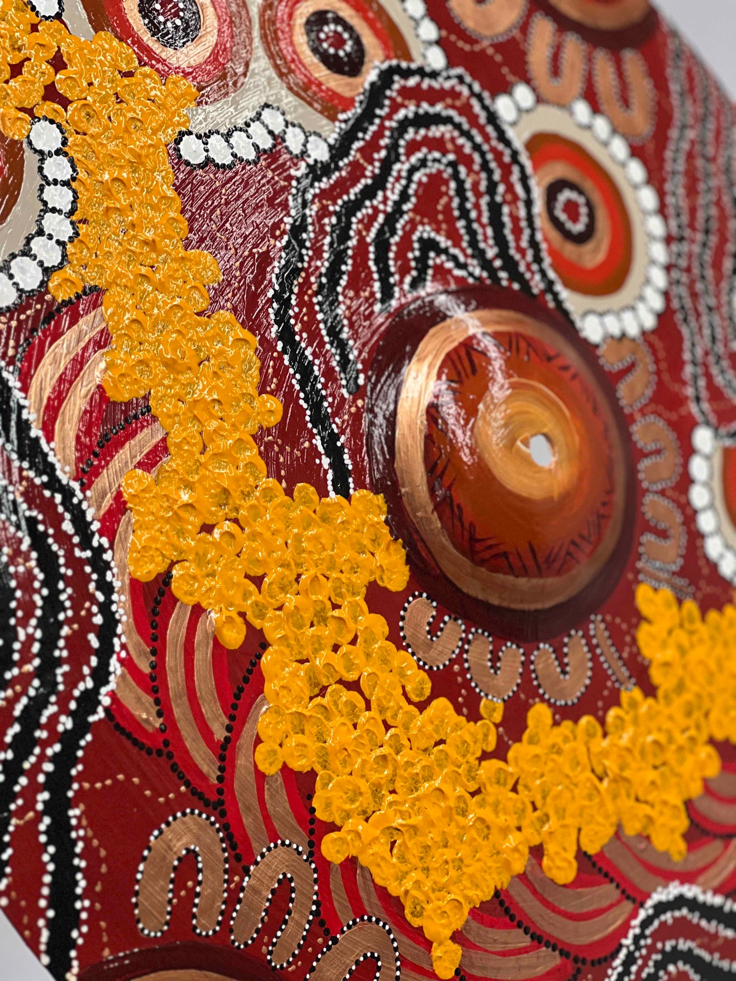 Red Cymbals Art Series 'The Journey' - Australian First Nations 19" Painted cymbal Art Piece by Simone Thomson