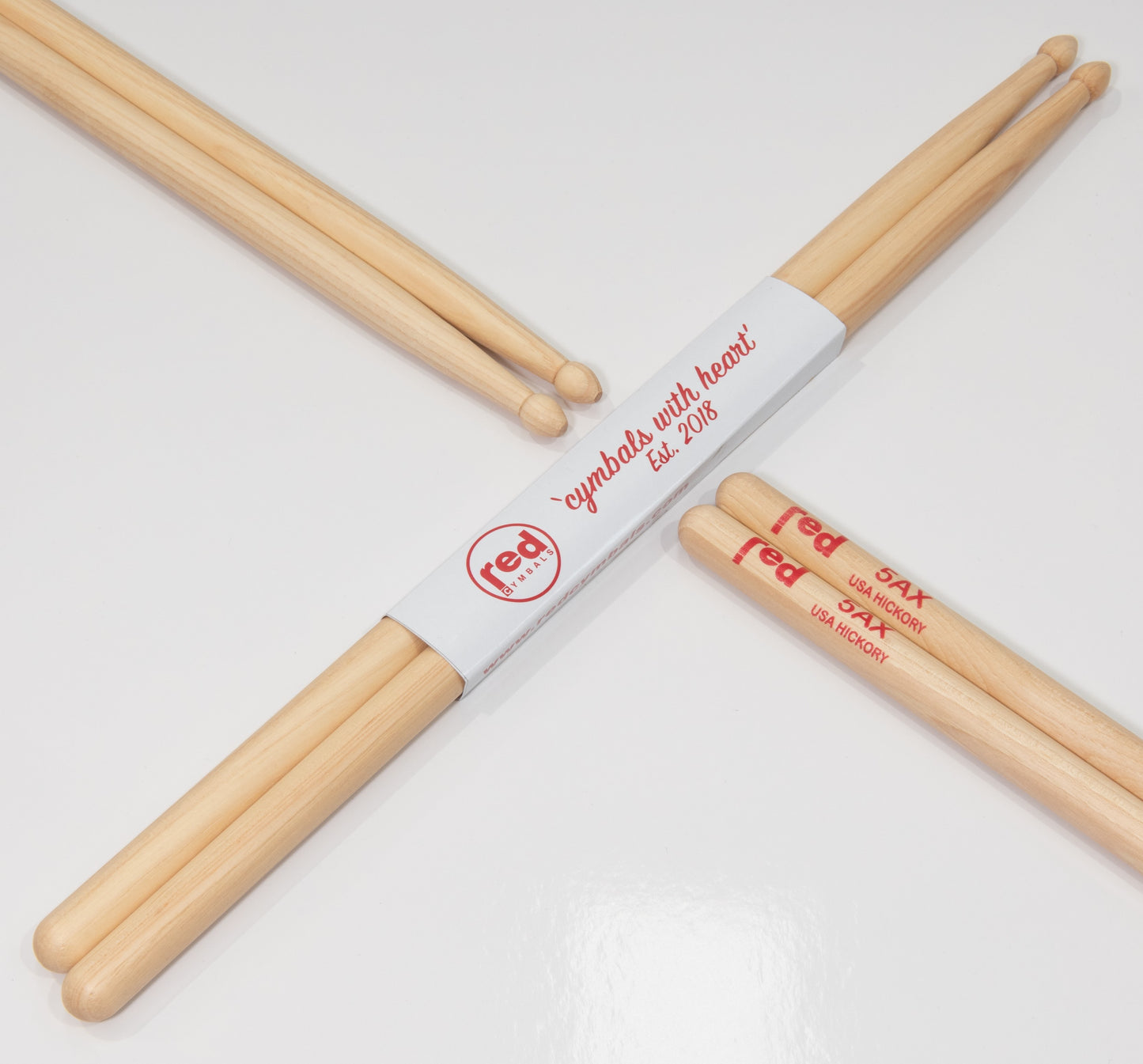Red Cymbals - Red Drumsticks Natural Series - USA Hickory